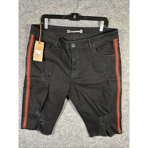 Crysp‎ Denim Black Striped Line Shorts (CRYSPSP221-131)